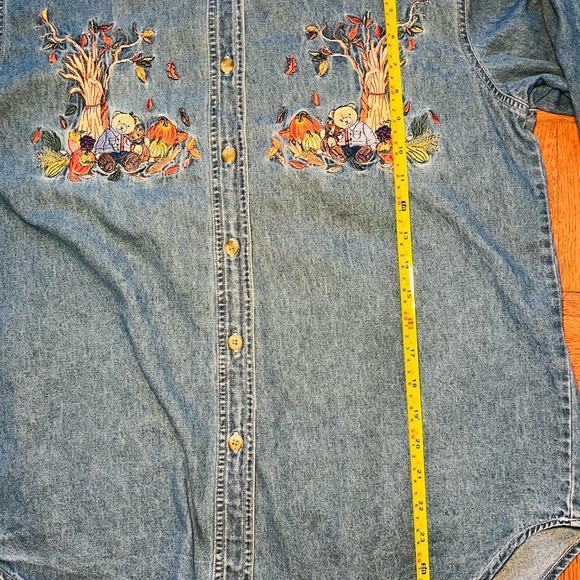 Vintage 90s Cool Blues Women's M Denim Embroidered Autumn Shirt - Picture 5 of 8